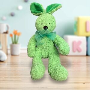 Rare Ric H Rich Green Sherpa Bunny Rabbit Bean Bag Stuffed Plush 14”